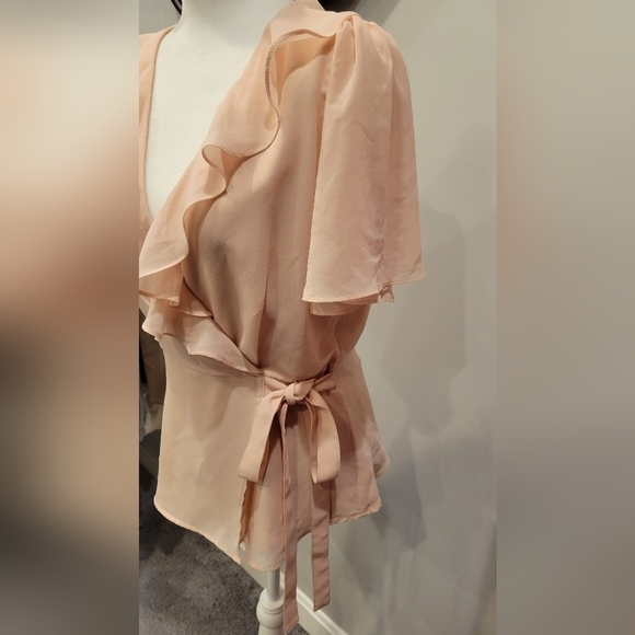CALVIN KLEIN Blush Ruffle Top Blouse Women's Size S/P - Picture 4 of 6
